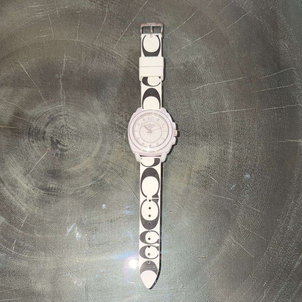 Coach Boyfriend Watch with Black and White Silicone Band